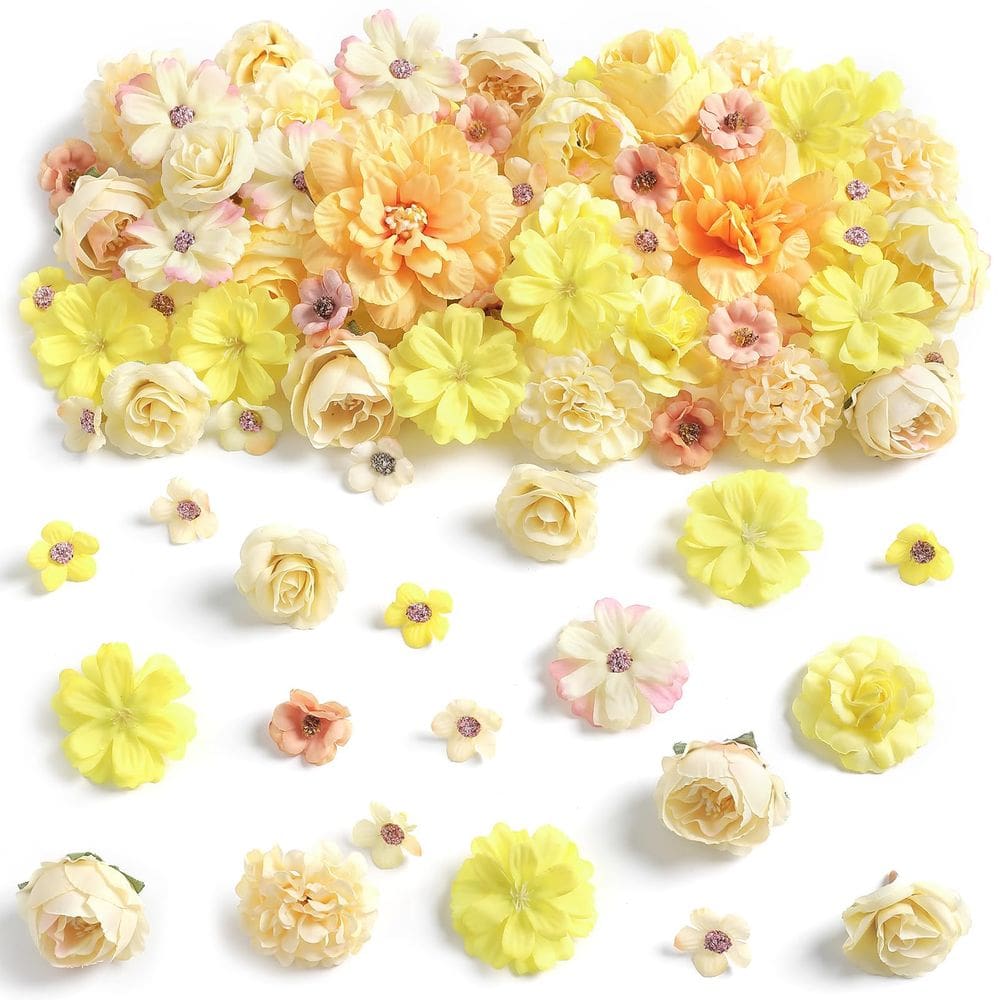 Cabeças de flores artificiais Rongflower Faux Mini Yellow Daisy