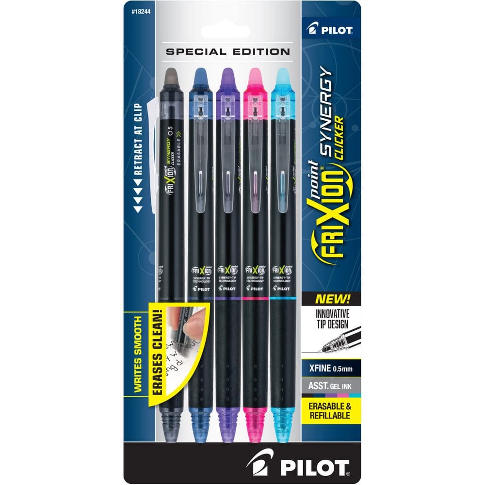 Canetas de tinta gel PILOT FriXion Synergy Clicker 0,5 mm, pacote com 5