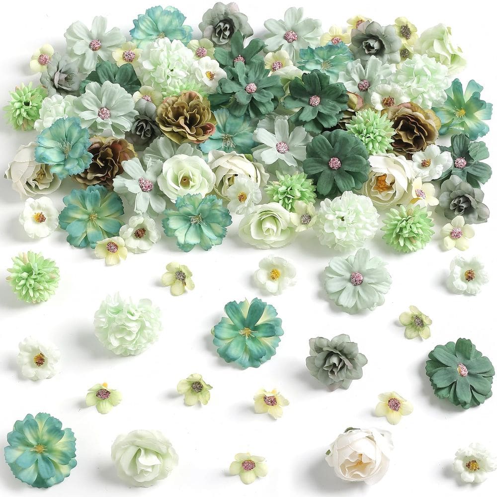 Cabeças de flores artificiais Rongflower Faux Mini Green Daisy