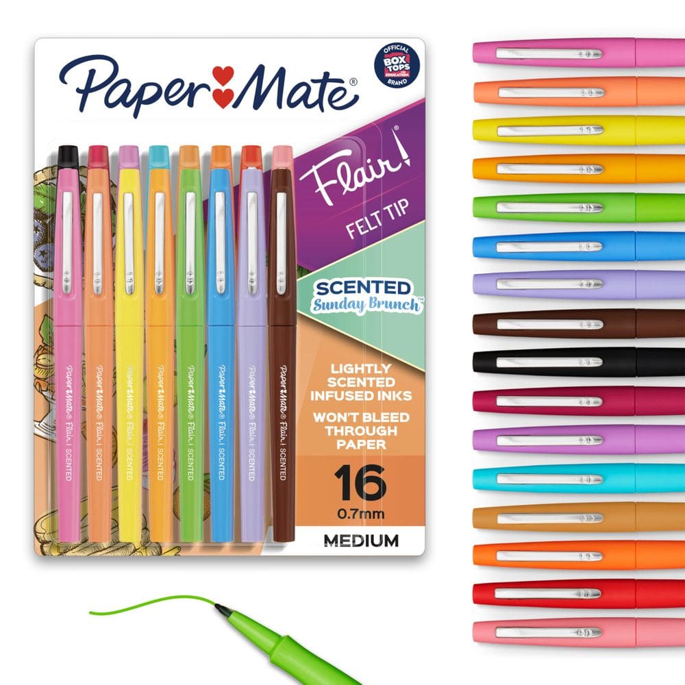 Canetas de feltro Paper Mate Flair Sunday Brunch perfumadas, 16 unidades