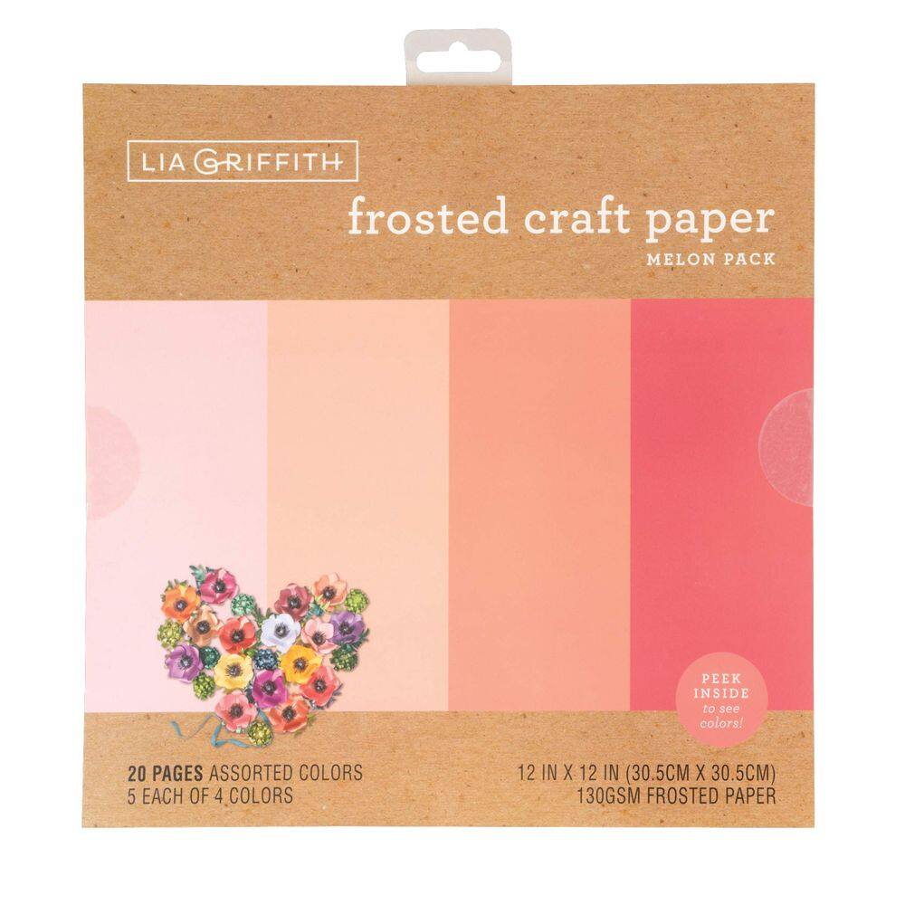 Papel artesanal Lia Griffith Frosted Melon 30x30cm 20 folhas