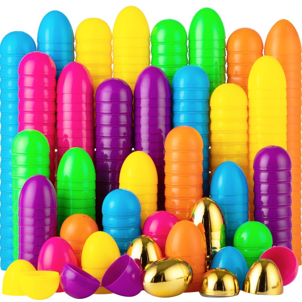 Ovos de Páscoa JOYIN 1000 unidades de plástico colorido com 6 ovos dourados