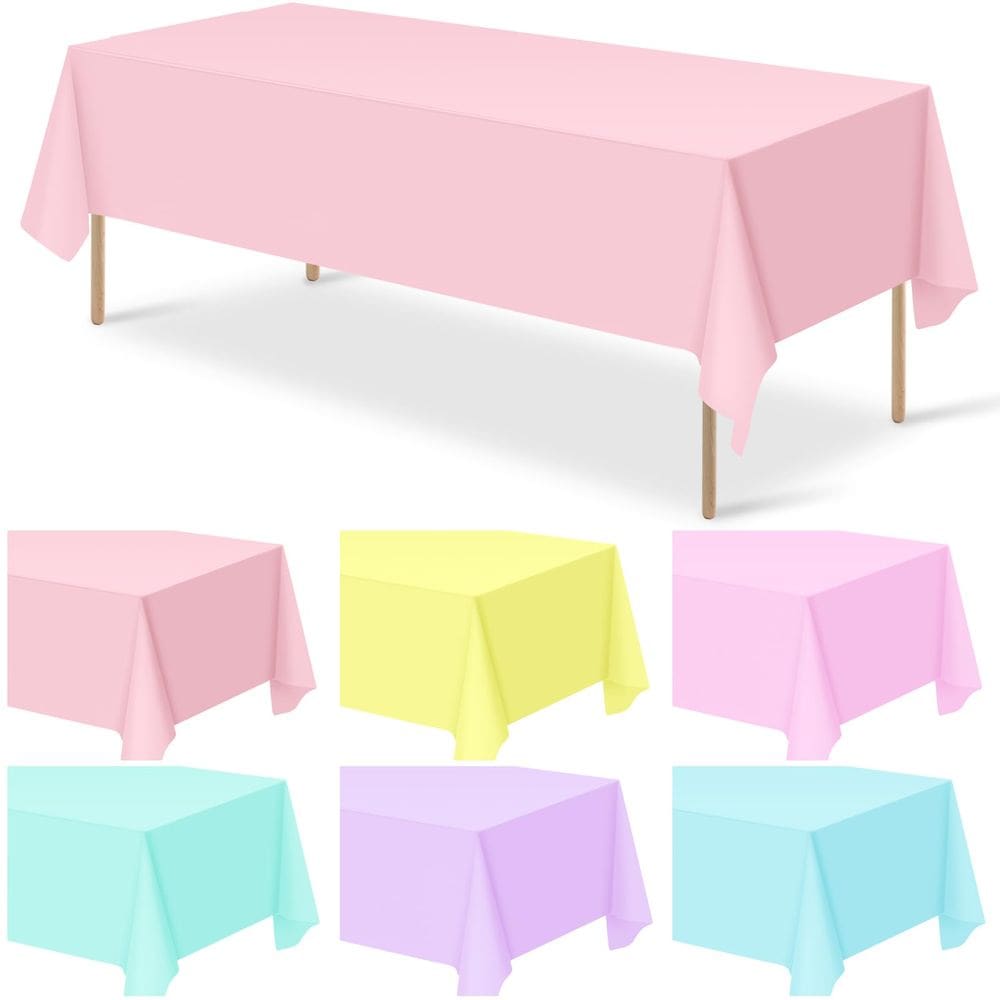 Toalhas de mesa MASHAN, plástico, cor pastel, descartáveis, 12 unidades