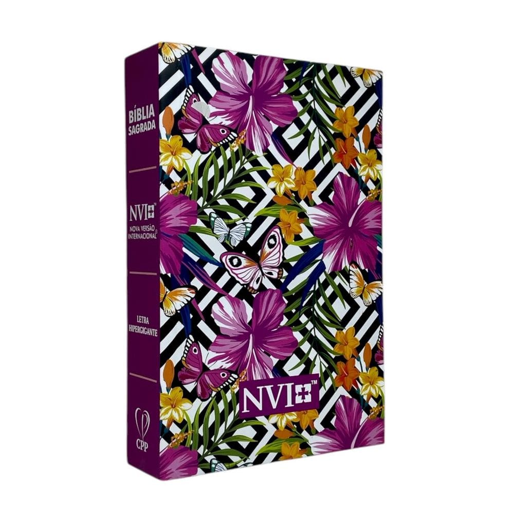 Bíblia feminina Nvi assembléia de Deus batista pentecostal Capa Dura Evangélica Índice lateral Letra Hipergigante - Flores Hibisco