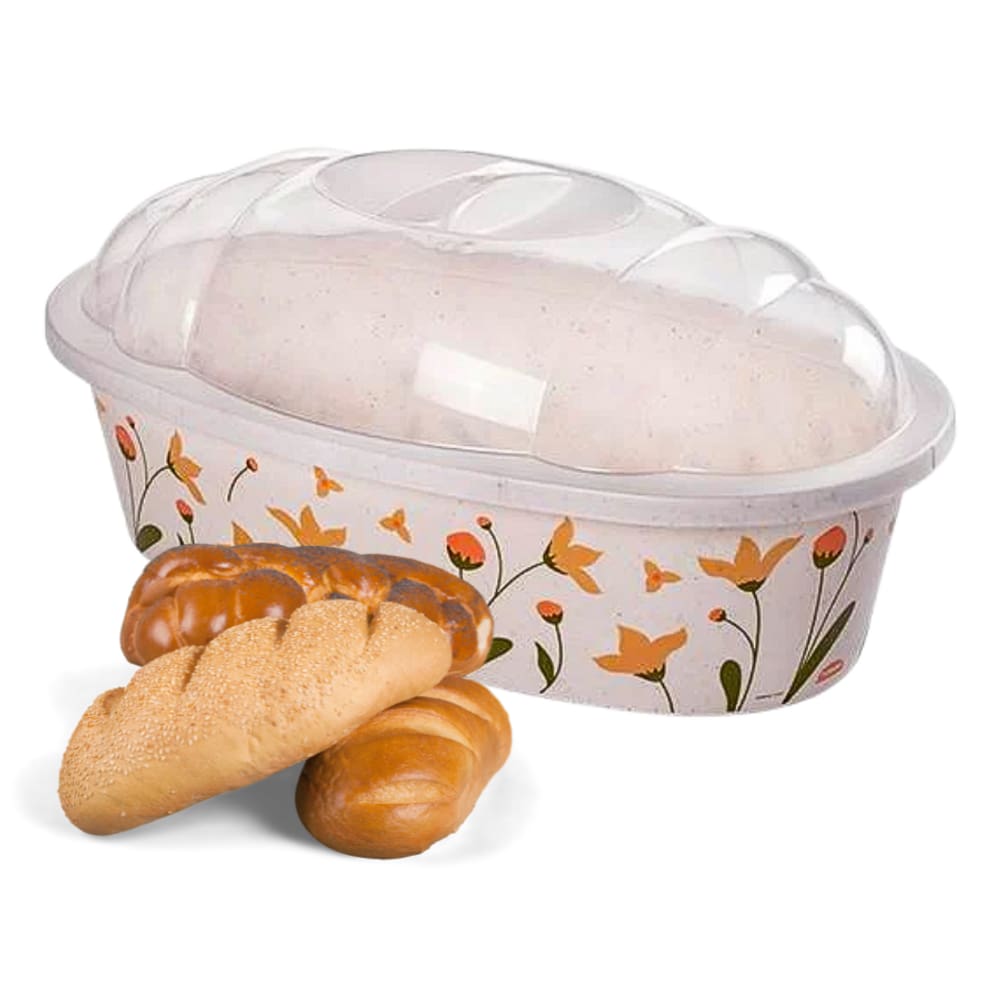 Pote Porta Pão Vasilha Plástica Com Tampa Plasutil - Floral
