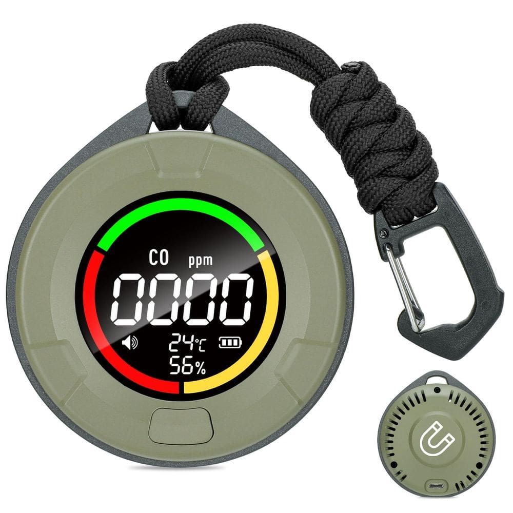 Detector de monóxido de carbono Lunarlipes portátil 3 em 1 com sensor de temperatura/umidade