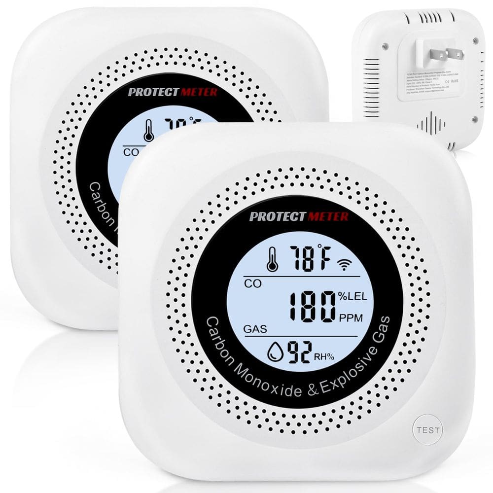 Detector de monóxido de carbono PROTECTMETER 4 em 1 com monitor de temperatura/zumbido