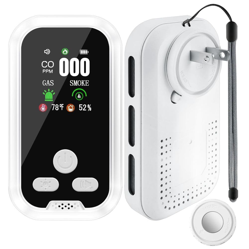 Detector de monóxido de carbono e fumaça de parede plug-in 5 em 1