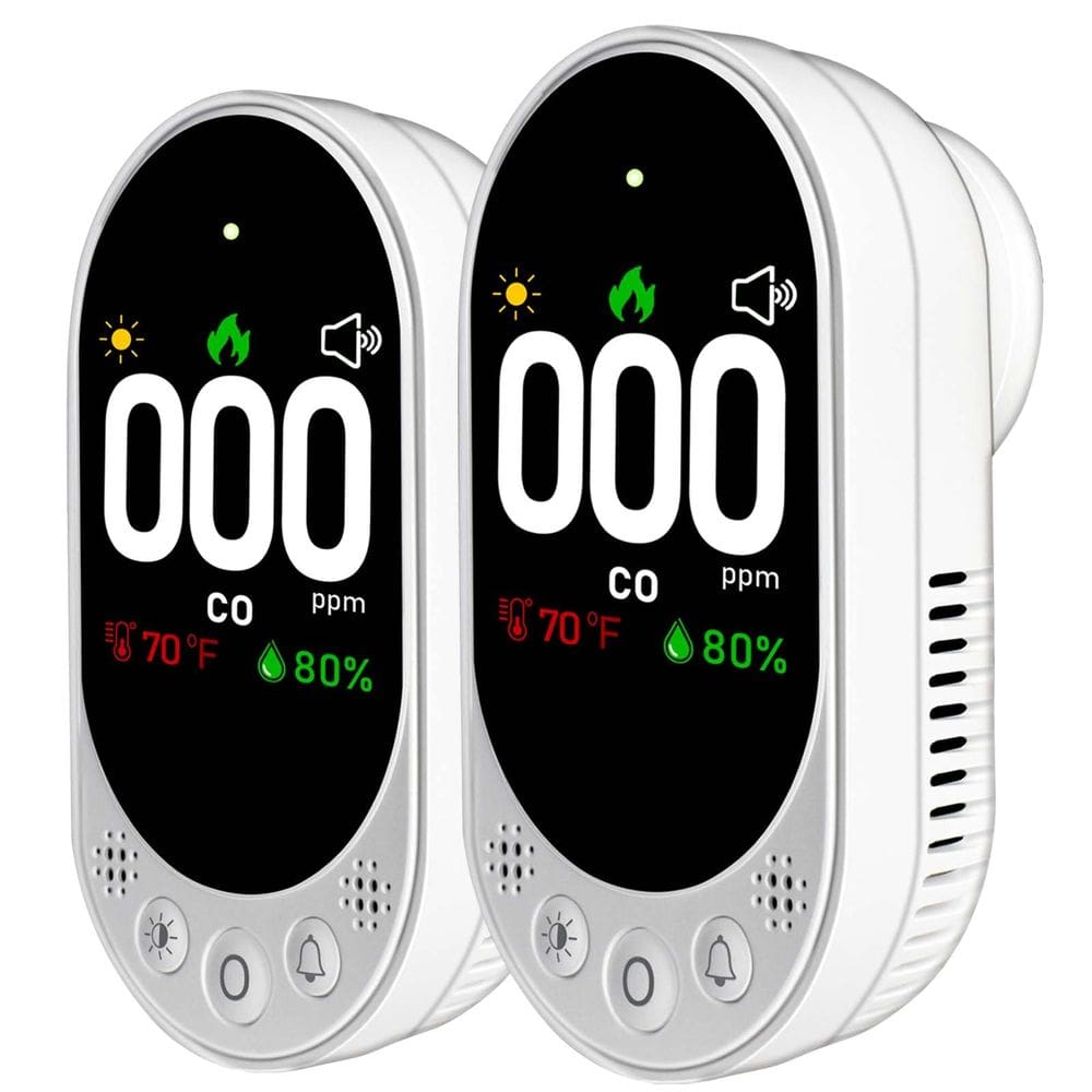 Detector de monóxido de carbono VETOUCH Plug-in com temperatura e umidade