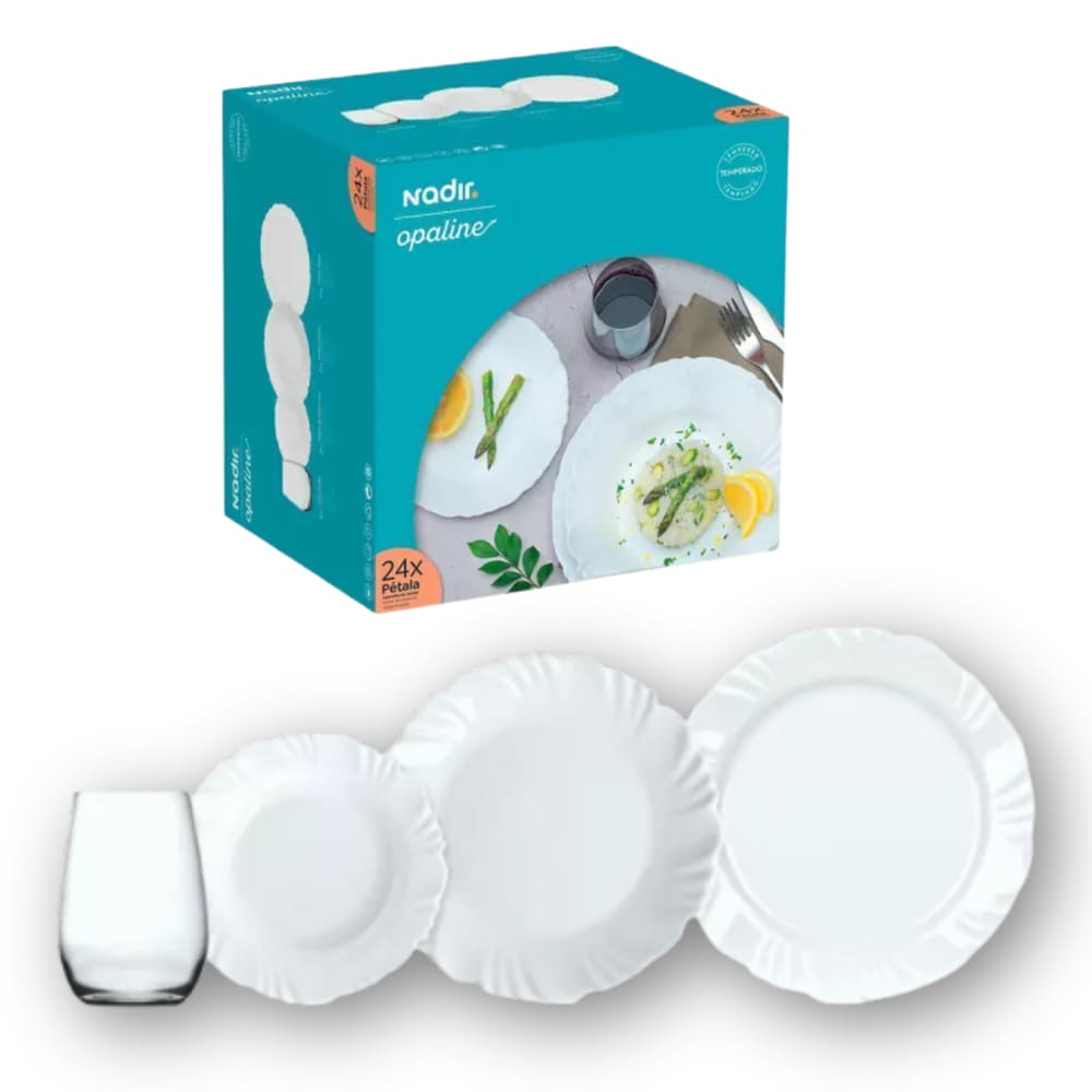 Aparelho De Jantar 24 Peças Branco Pétala Nadir Opaline R1864