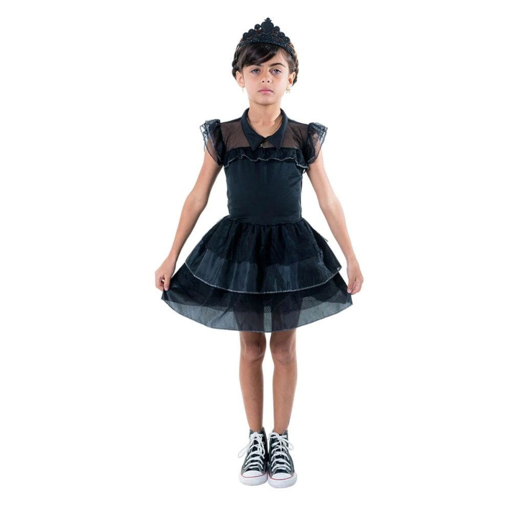 Kit Fantasia Infantil Princesa Bruxinha com Tiara - M