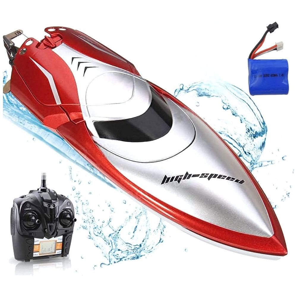 Haktoys Barco de Controle Remoto p, Adultos até 32km, h, Recarregável, Vermelho