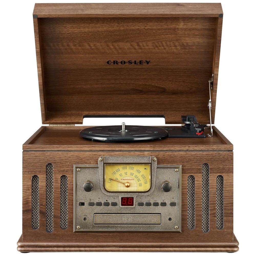 Vitrola Toca-Discos Musician, 3 Velocidades com Rádio, CD/Player de Cassete, Aux-in e Bluetooth, CR704B-WA Crosley,Madeira
