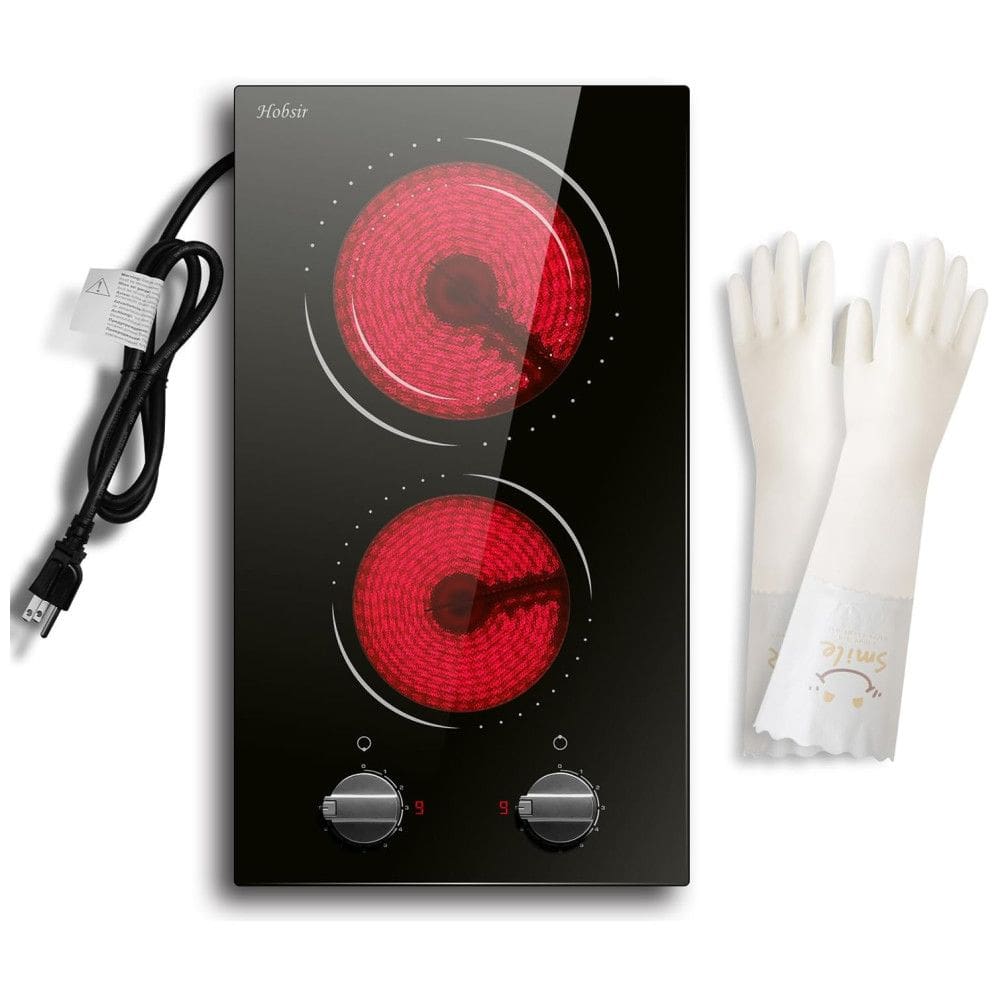 Cooktop Elétrico Hobsir 2 Queimadores, Fogão Elétrico de 110v 30 cm Controle de Botão Cooktop de Vidro Radiante Embutido na Bancada com