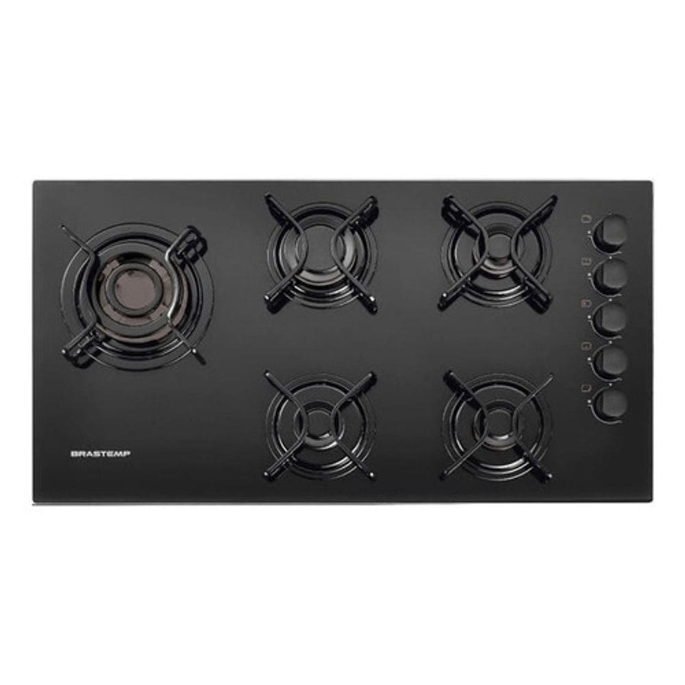 Cooktop A Gas 5 Bocas Vidro Black Bivolt 85x46cm - Brastemp