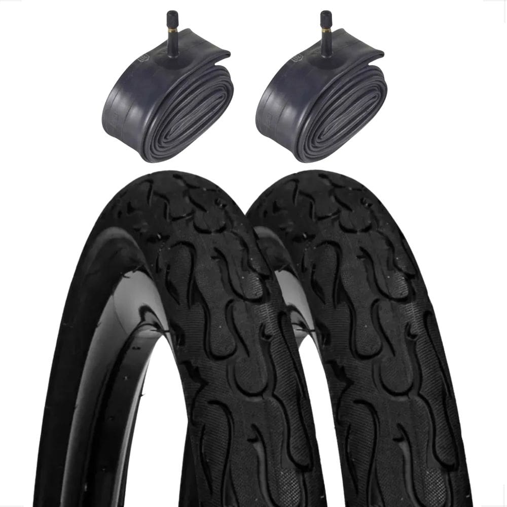 Par Pneu Bicicleta DSI Flame Aro 26 x 2.125 Balão Tipo kenda + Par camara 26 Montadinha Freeride DH