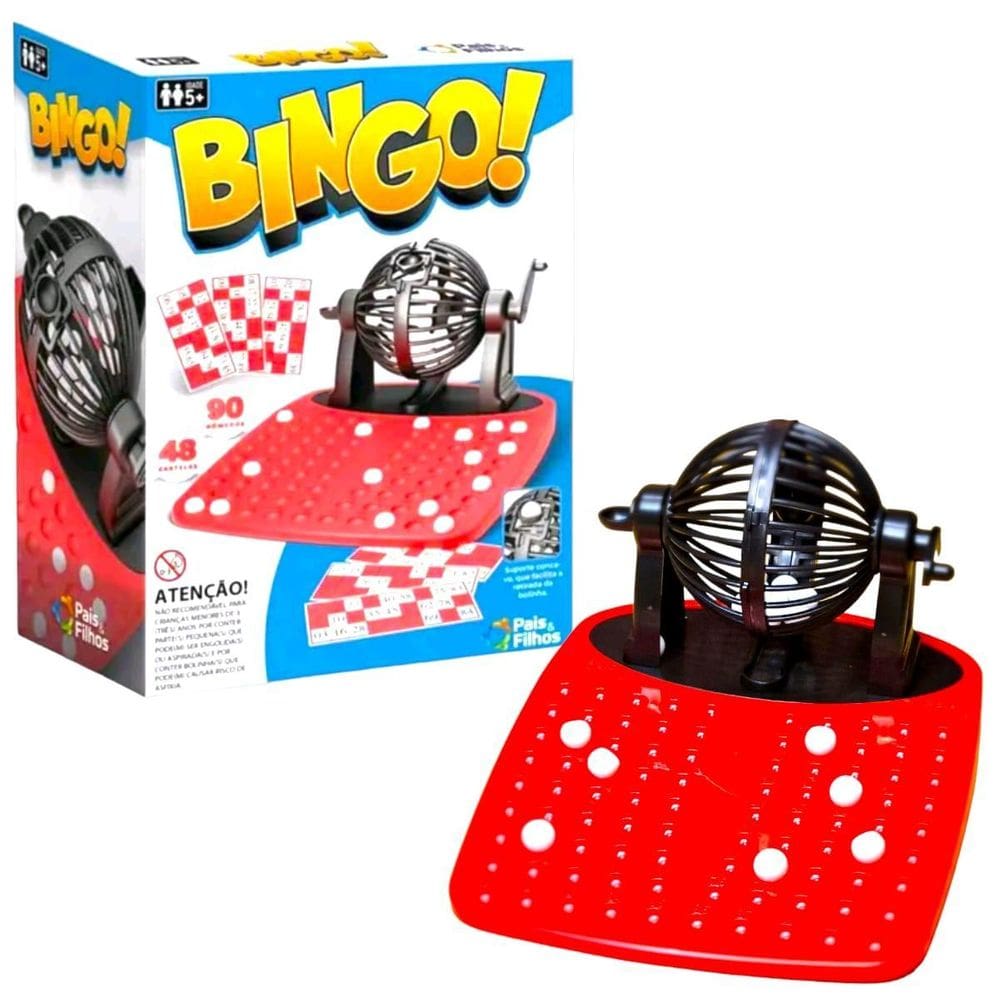 Bingo Super Pais & Filhos - Tabuleiro com Cartelas e Bolinhas