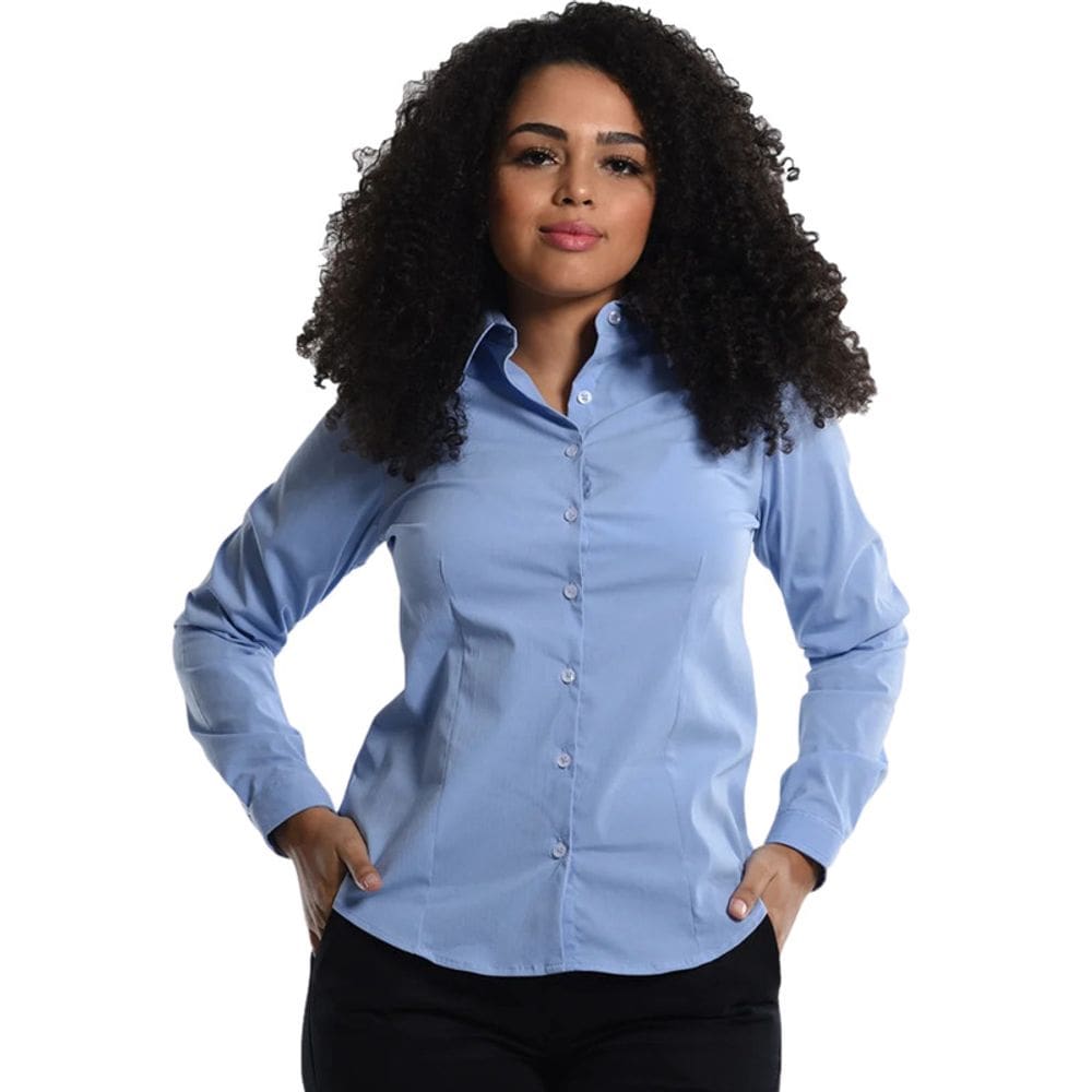 Camisete Tricoline Manga Longa Azul Plácido