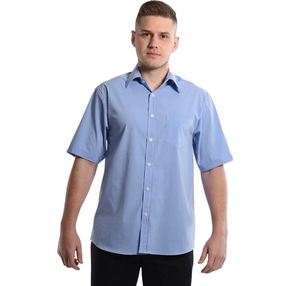 Camisa Tricoline Manga Curta Azul Plácido