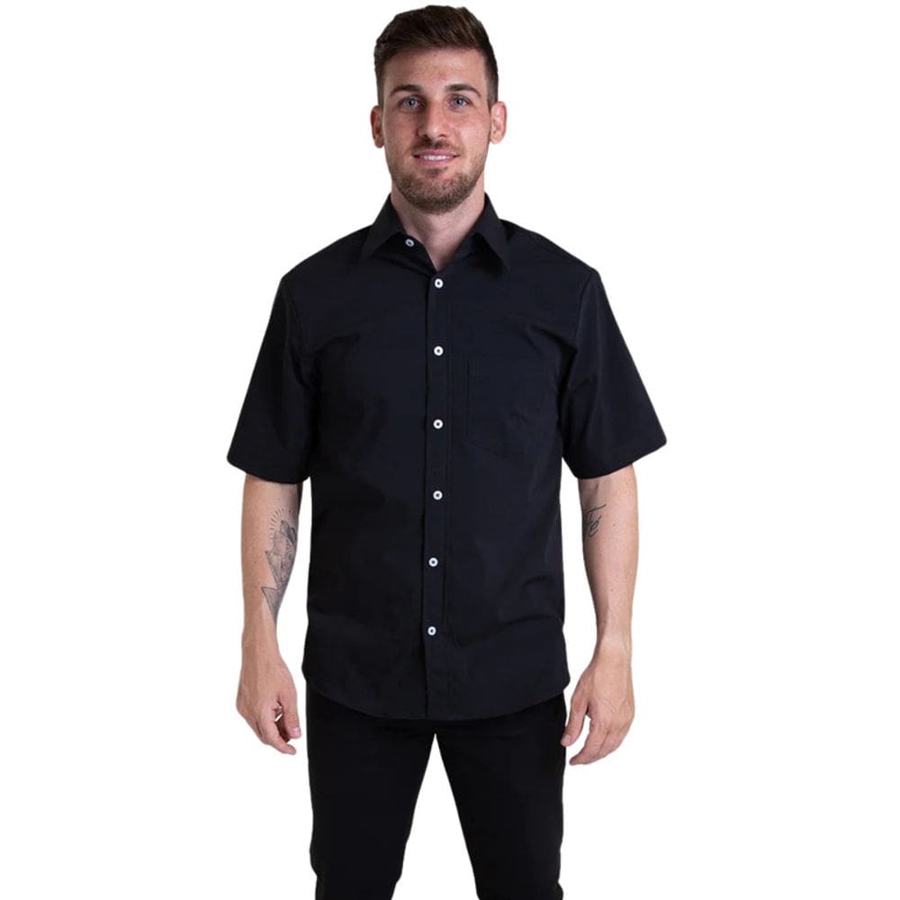 Camisa Tricoline Manga Curta Preto