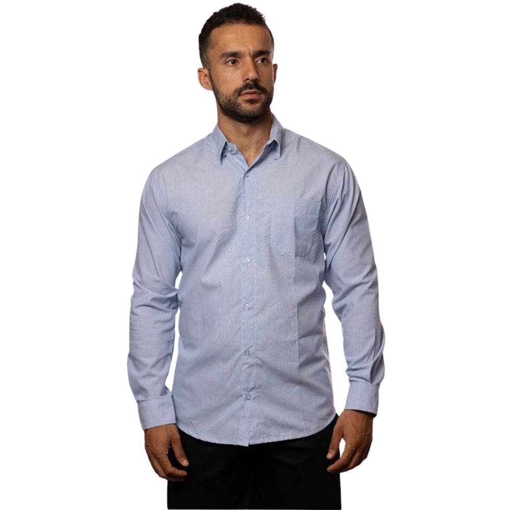 Camisa Fil Fil Manga longa Azul Plácido