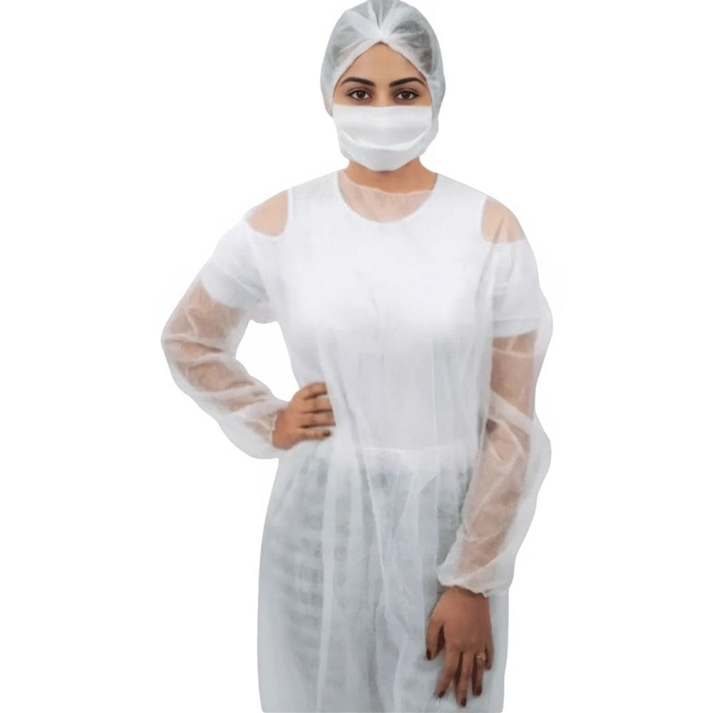 Avental Descartavel Manga Longa Branco Tnt 20g Kit 10 Un Descartee