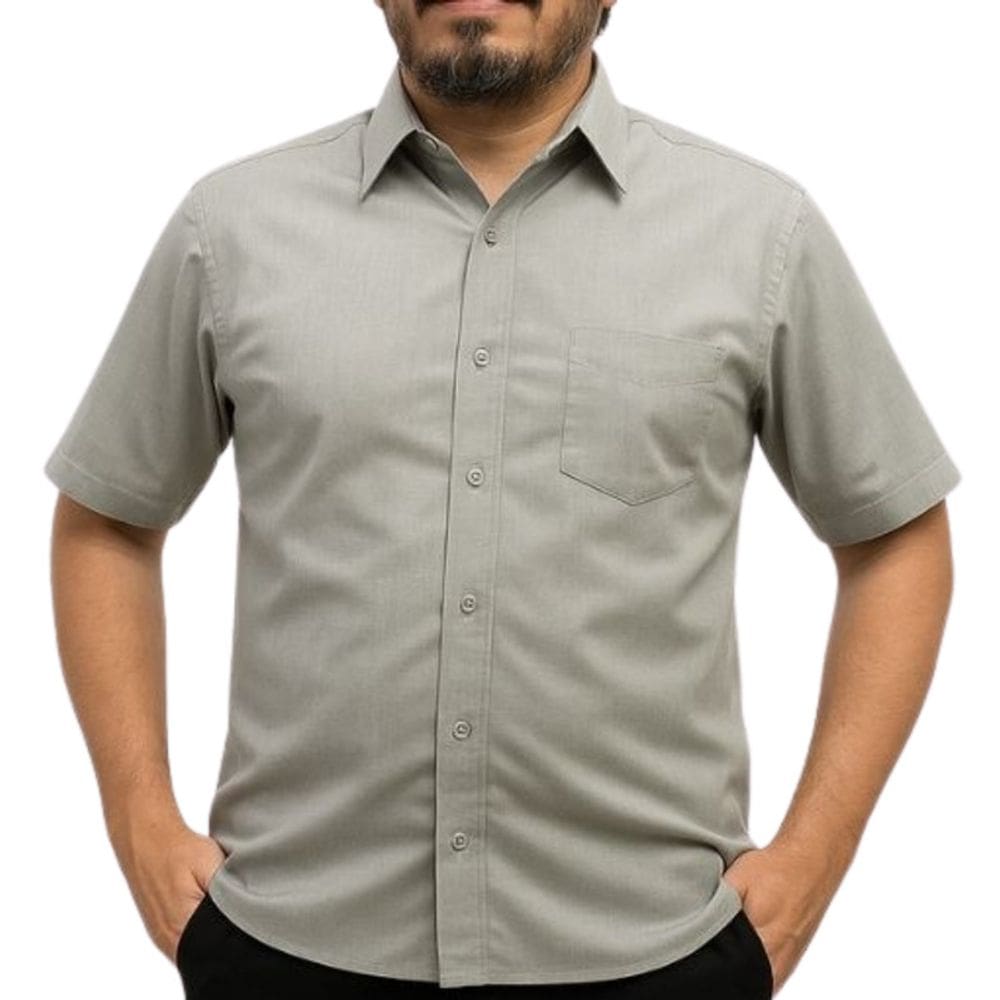 Camisa Social Unioffice Manga Curta Cinza