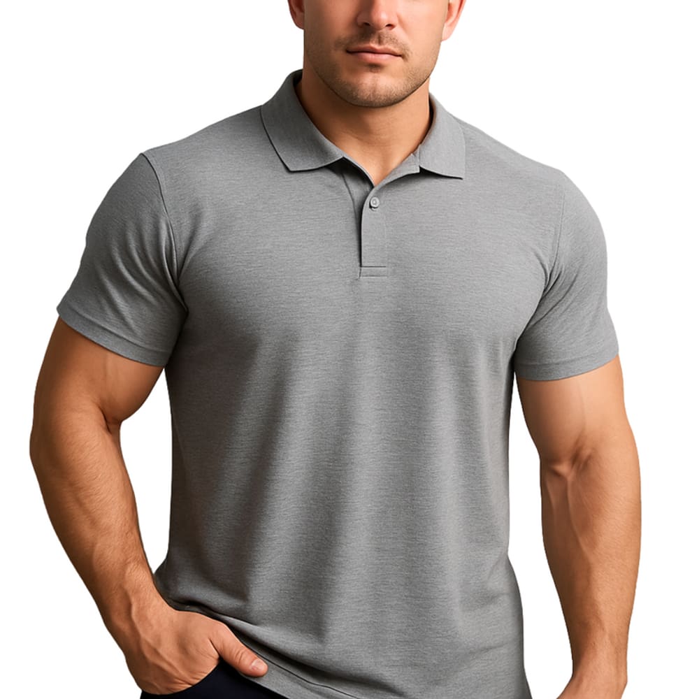 Camiseta Polo Cinza Mescla