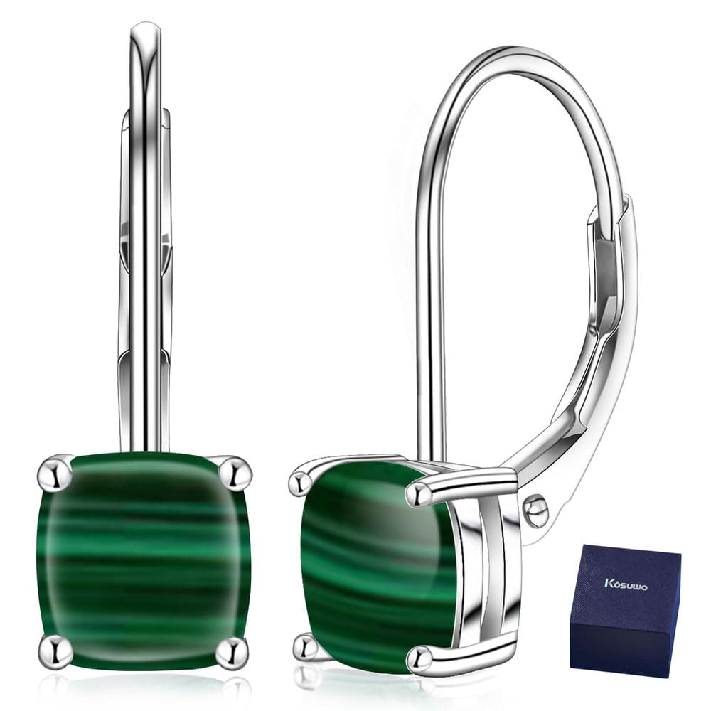 Brincos Kosuwo em prata esterlina 925, malaquita, pendentes, femininos