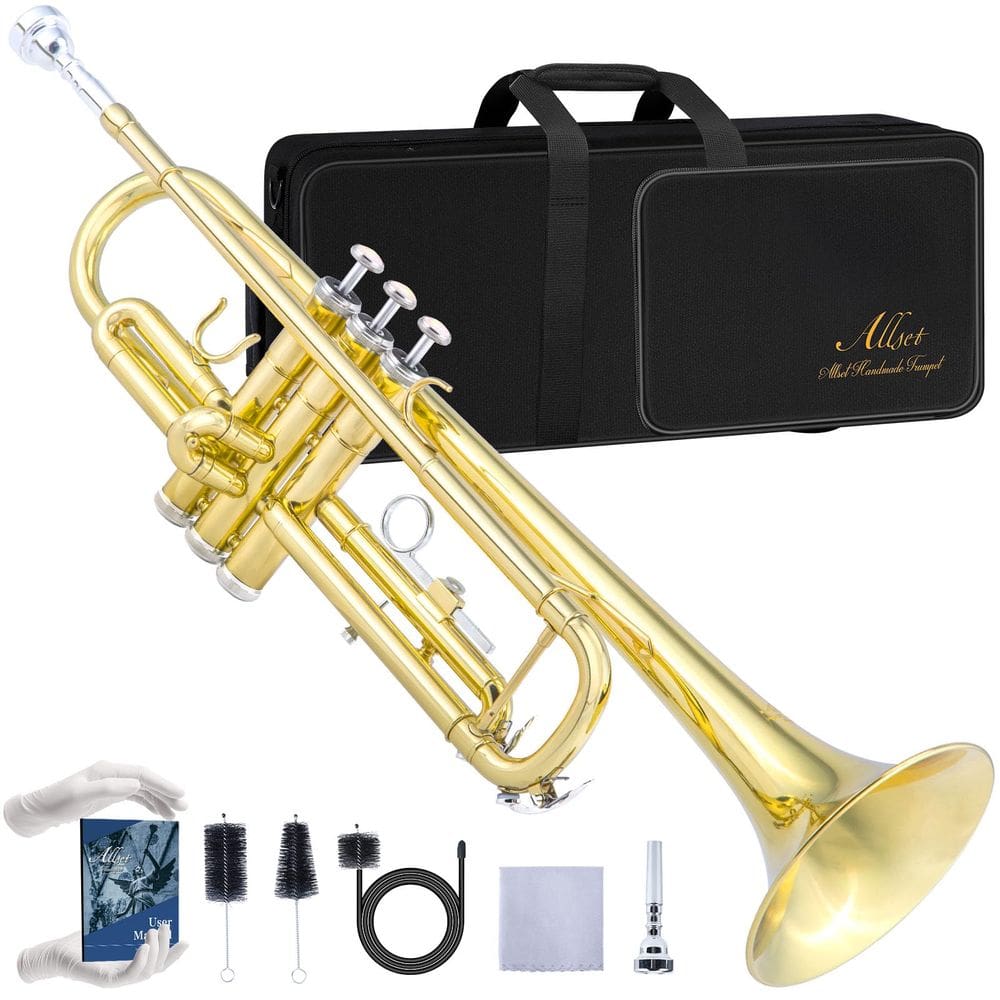 Conjunto padrão de trompete ALLSET ABT-400 Bb com estojo e acessórios