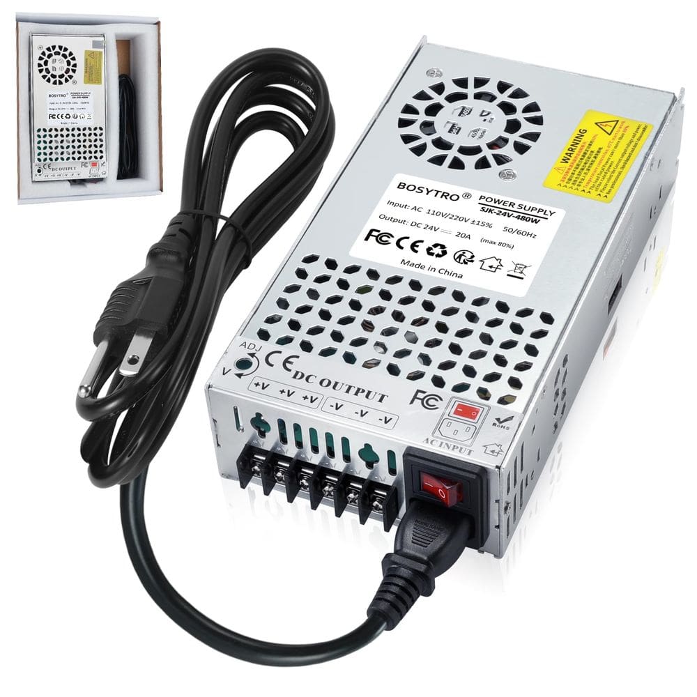 Fonte de alimentação BOSTRO 24V 20A 480W DC com cabo de alimentação