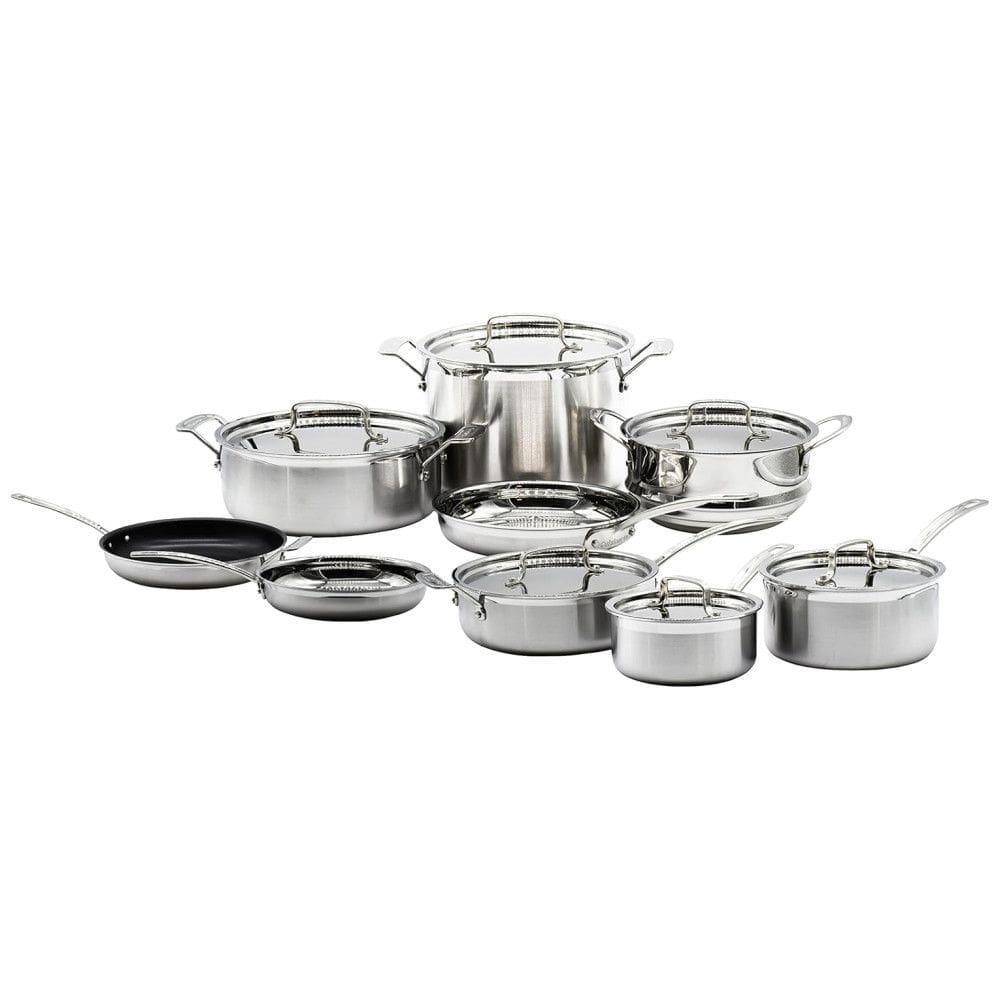 Conjunto de Panelas Cuisinart 15 Peças MultiClad Pro Triplo Revestimento, Prateado