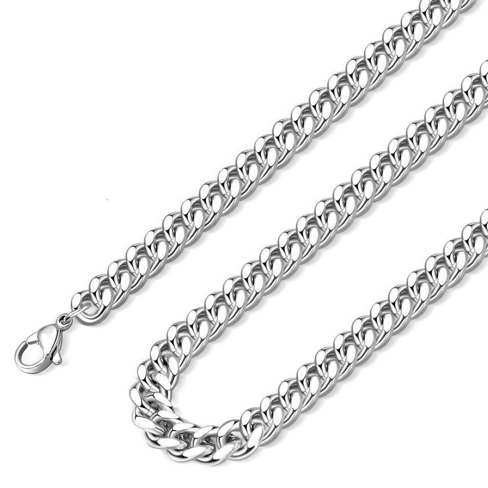 Colar de corrente Monily Cuban Link 9mm em aço inoxidável 45cm