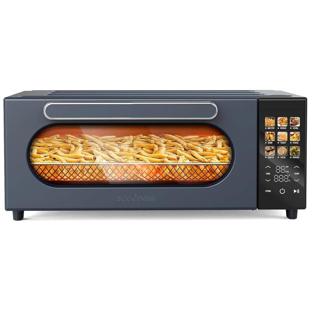 Forno de Convecção 10 em 1, 15L com Display LCD, 10 Funções Predefinidas e 4 Acessórios, 1800W, SEEDEEM, Cinza