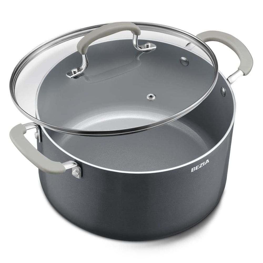 Panela antiaderente de cerâmica BEZIA 6L com tampa pronta para indução
