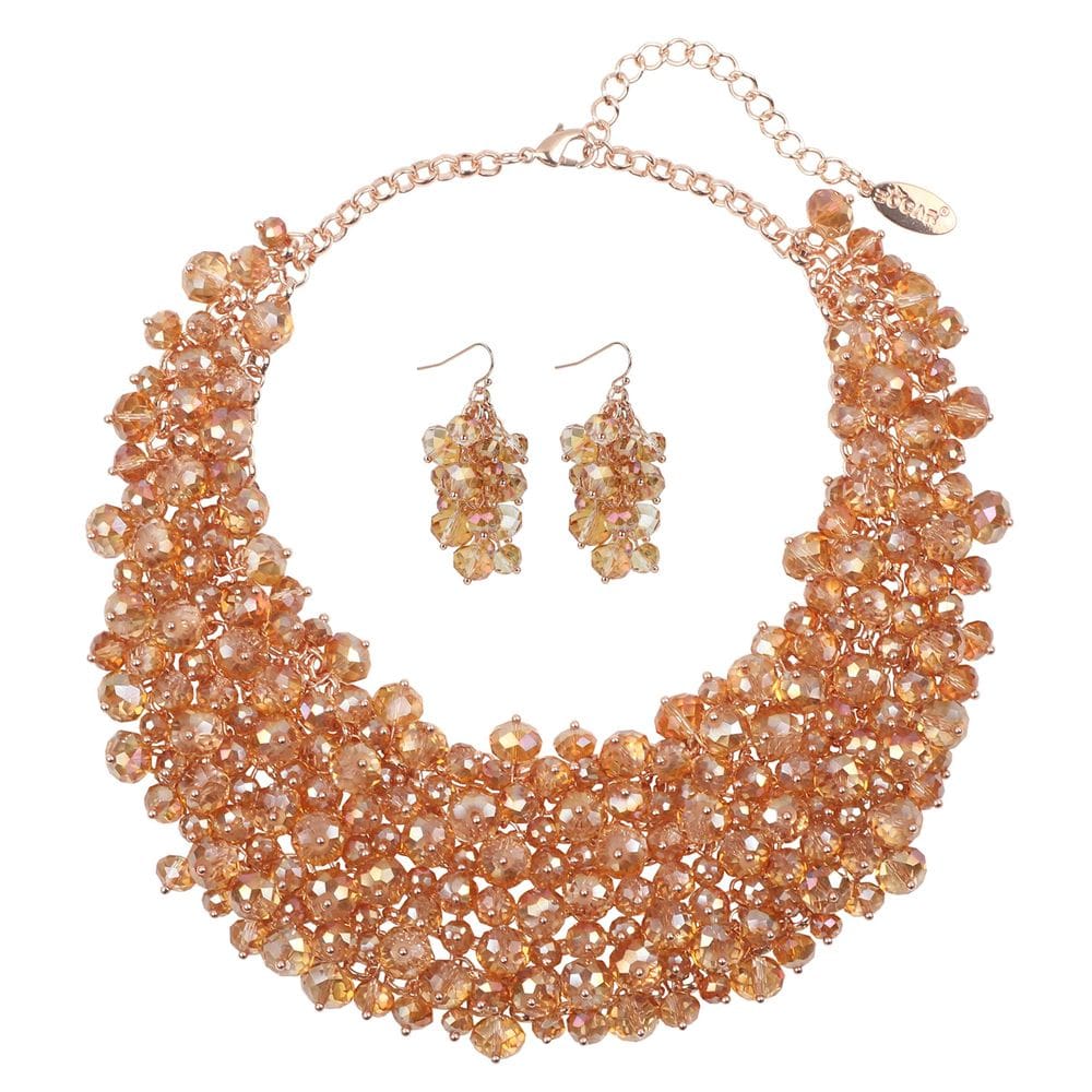 Conjunto de colar e brinco Bocar Fashion Crystal para mulheres