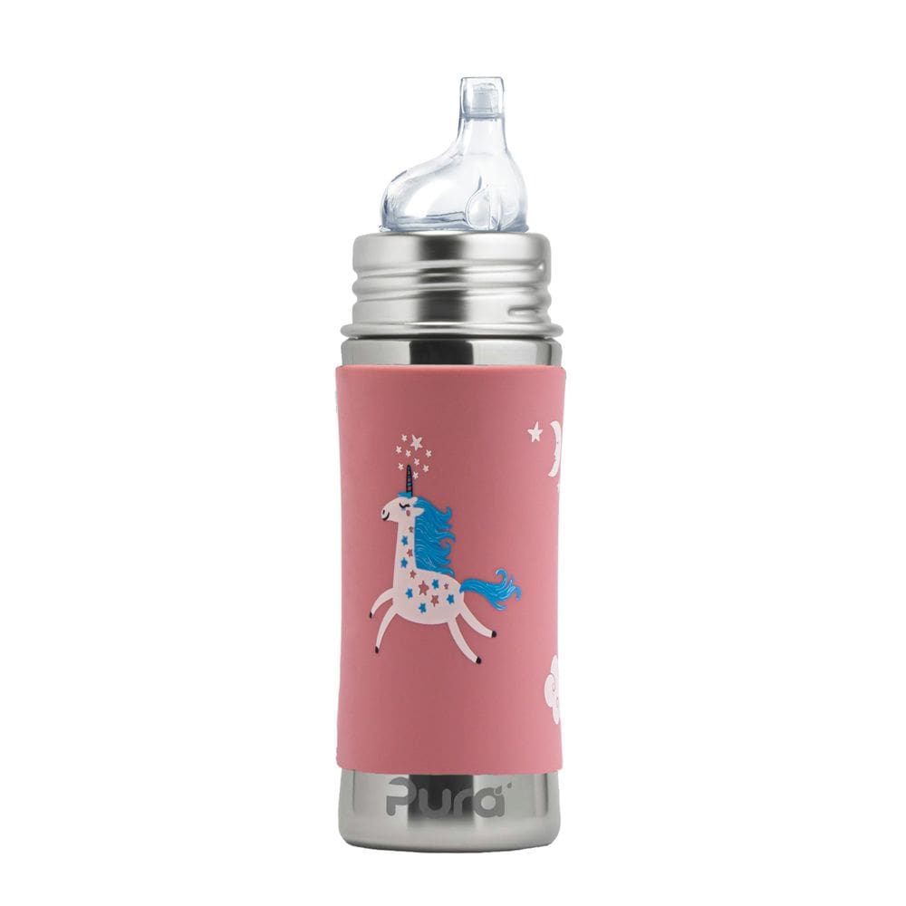 Garrafa Sippy Cup Pura Kiki em aço inoxidável 325 ml Unicórnio
