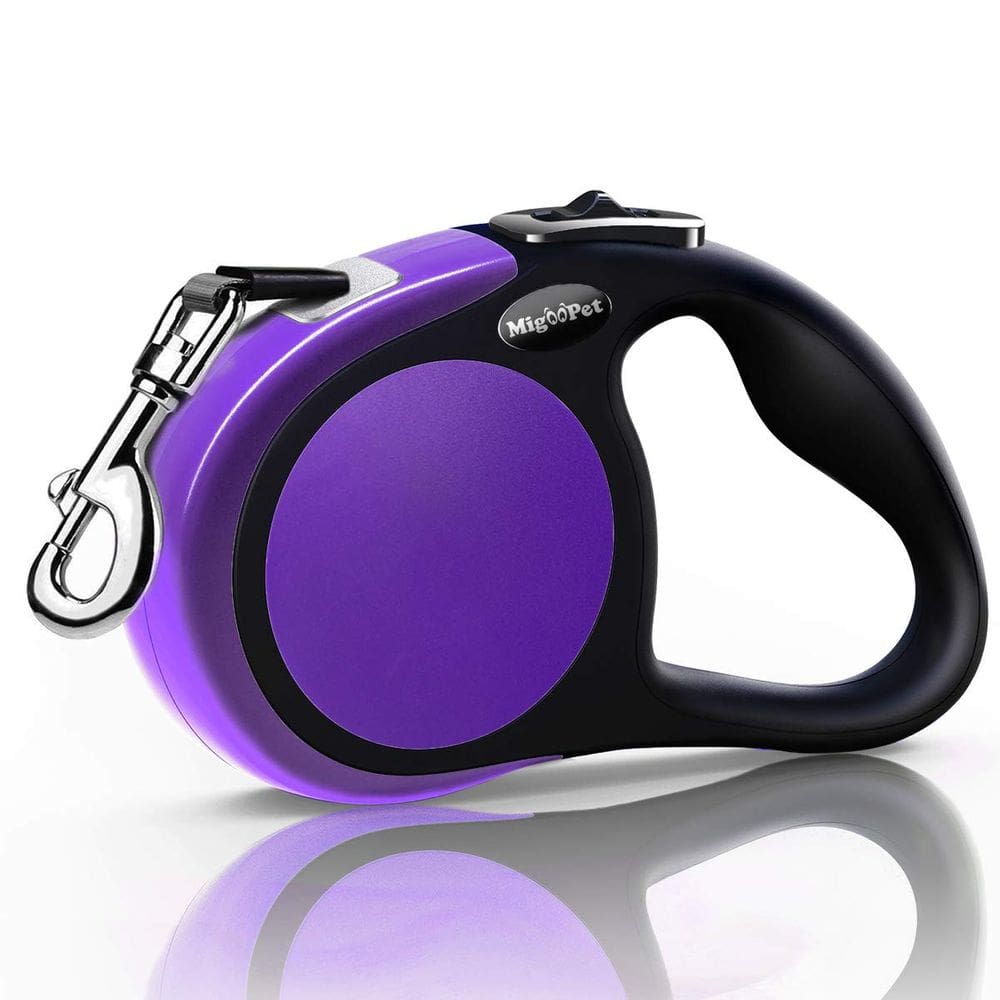 Coleira retrátil para cães Meegood Comfort Heavy Duty 16 pés roxa