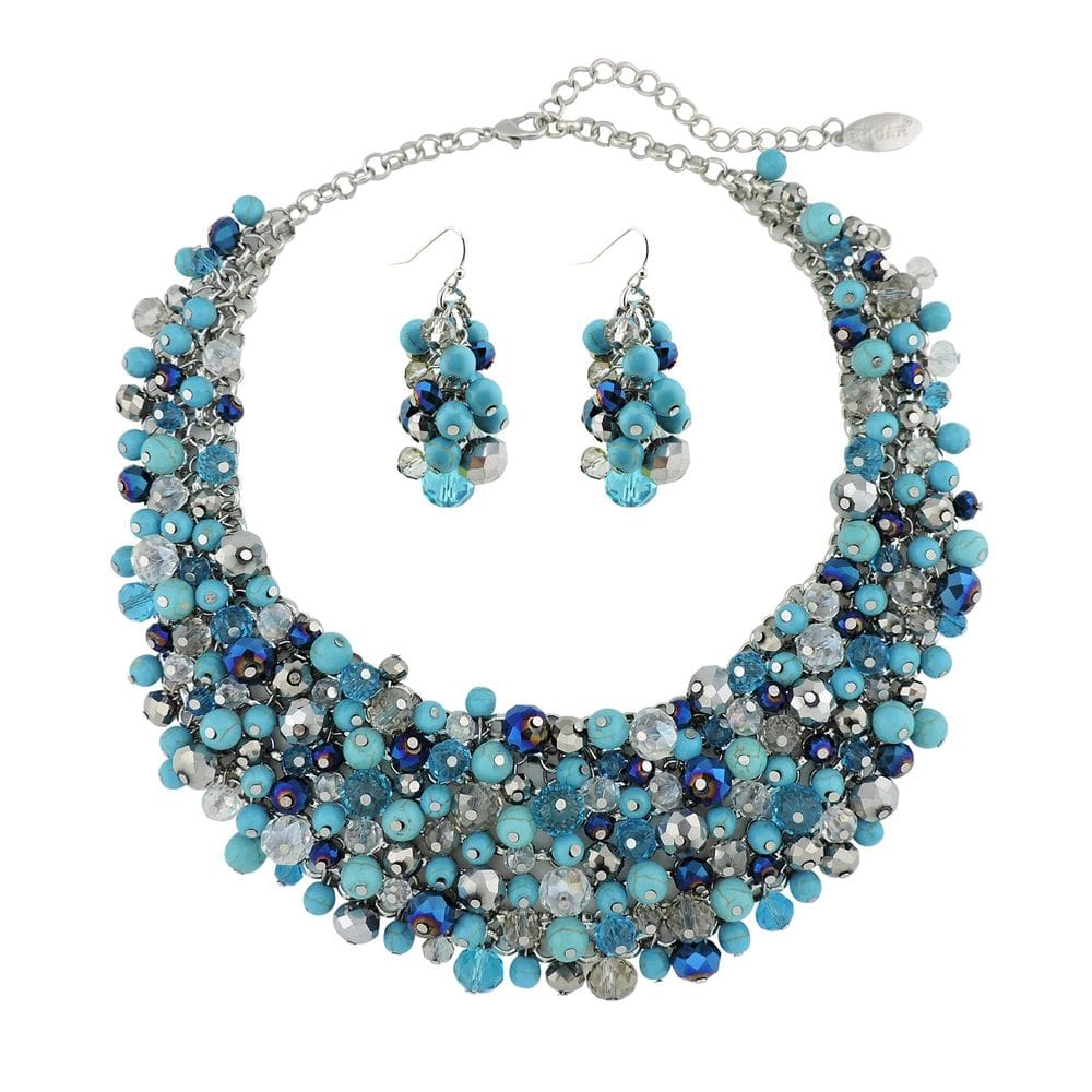 Conjunto de colar e brinco Bocar Fashion Crystal para mulheres