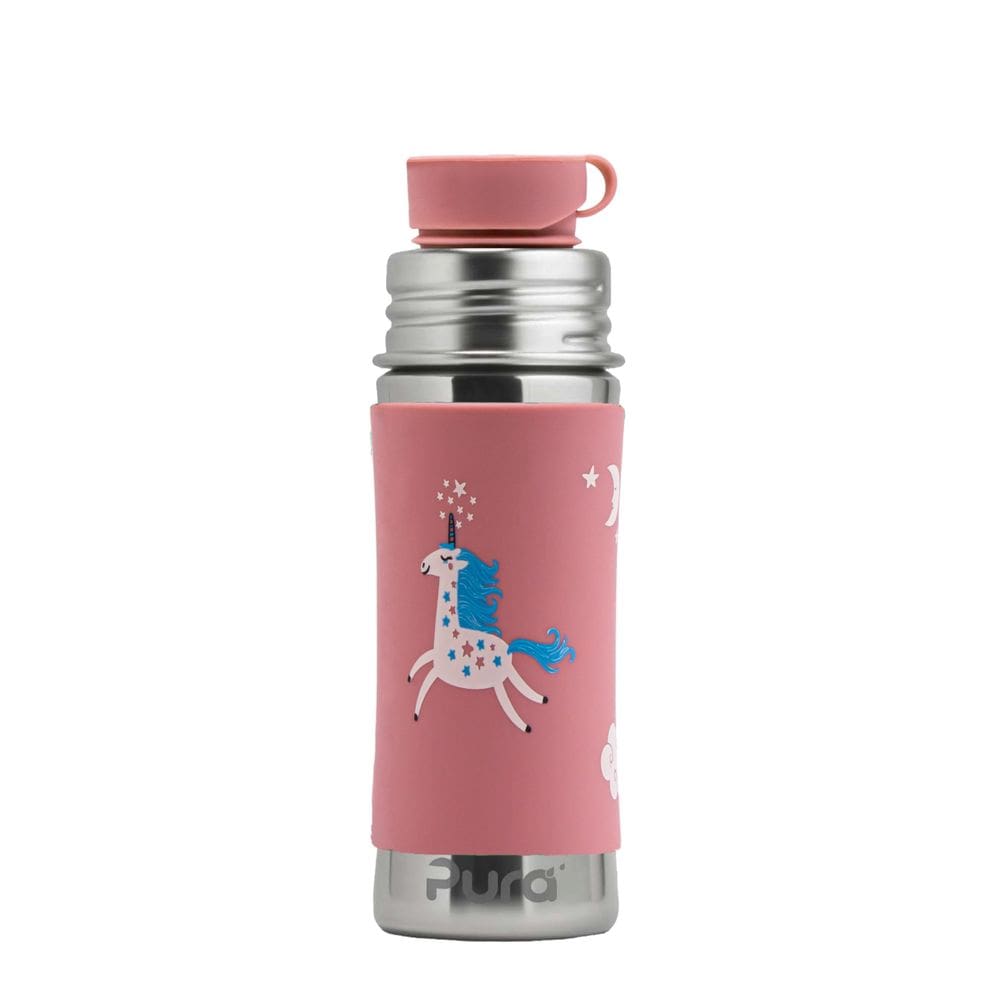 Garrafa Pura Sport Mini de 325 ml com manga e blusa de silicone para crianças
