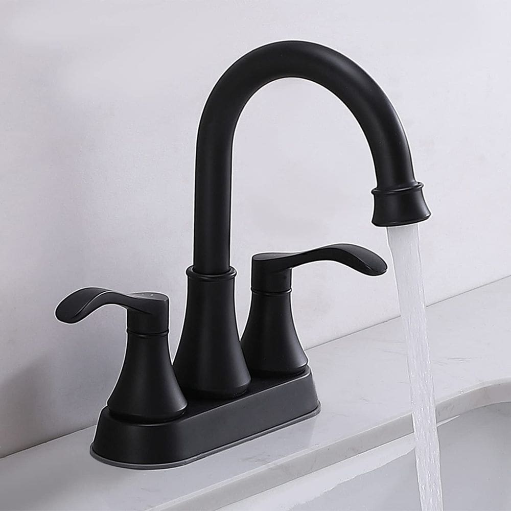 Torneira de pia de banheiro VALISY Matte Black 2 alças 4&quot; Centerset