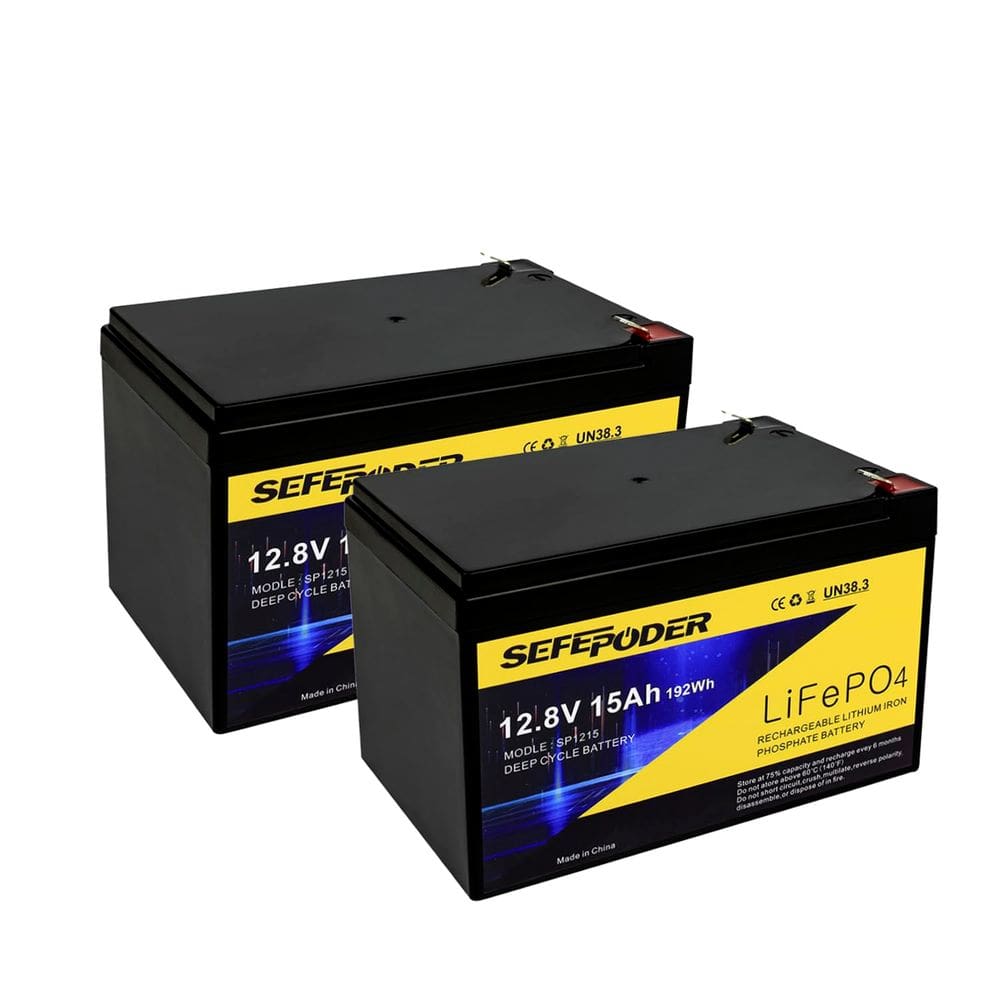 Bateria de ciclo profundo LiFePO4 SEFEPODER 12V 15Ah 2000+ ciclos