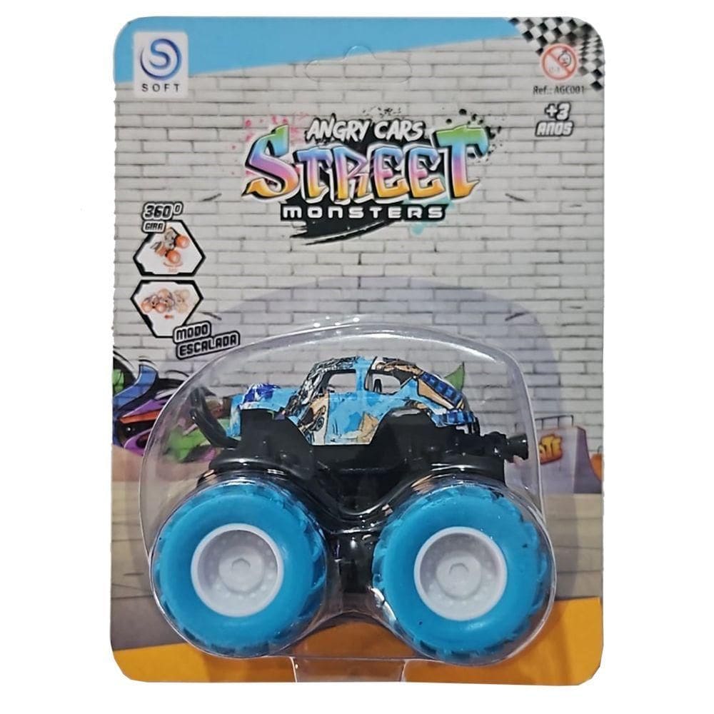 Carrinho Fricção Monster Truck 1:64 Escala Radical Suspensão Fusca Azul 06
