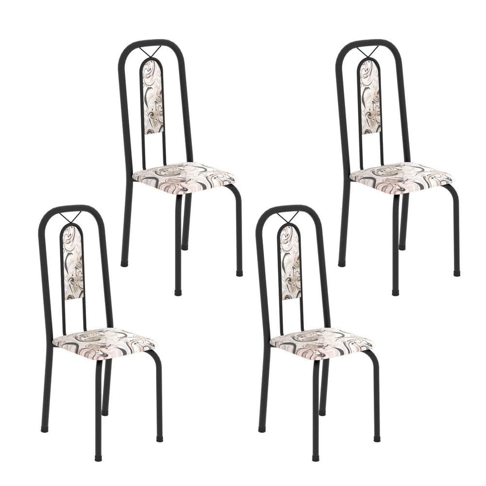 Cadeiras para Sala de Jantar 4 Unidades Lívia Arabesco / Preto