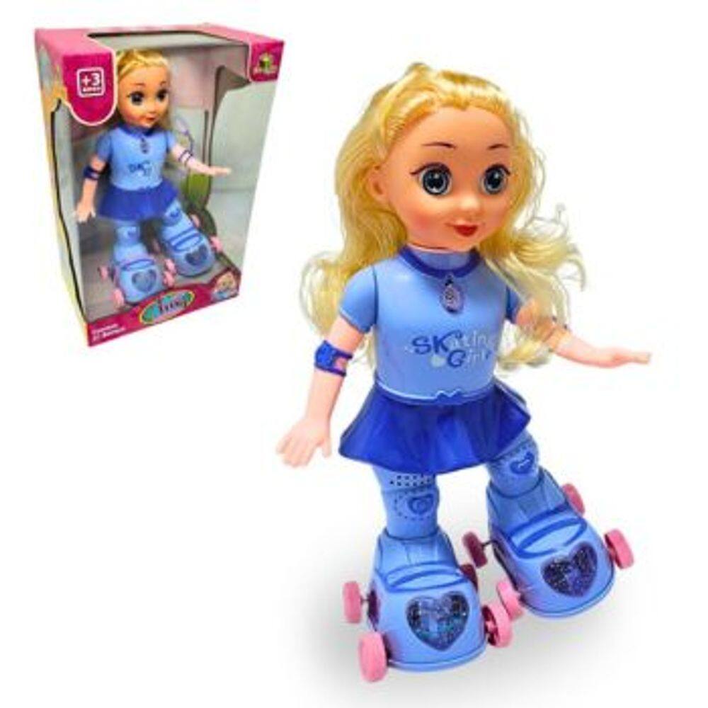 Boneca Amy Patinadora Art Brink Danca com Luz e Musica a Pilha Brinquedo Recreativo