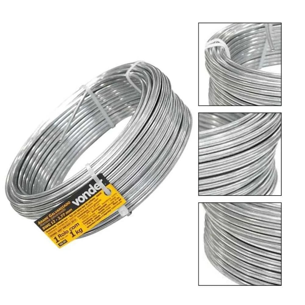 Arame Galvanizado 2.77mm Rolo 1kg BWG 12 VONDER