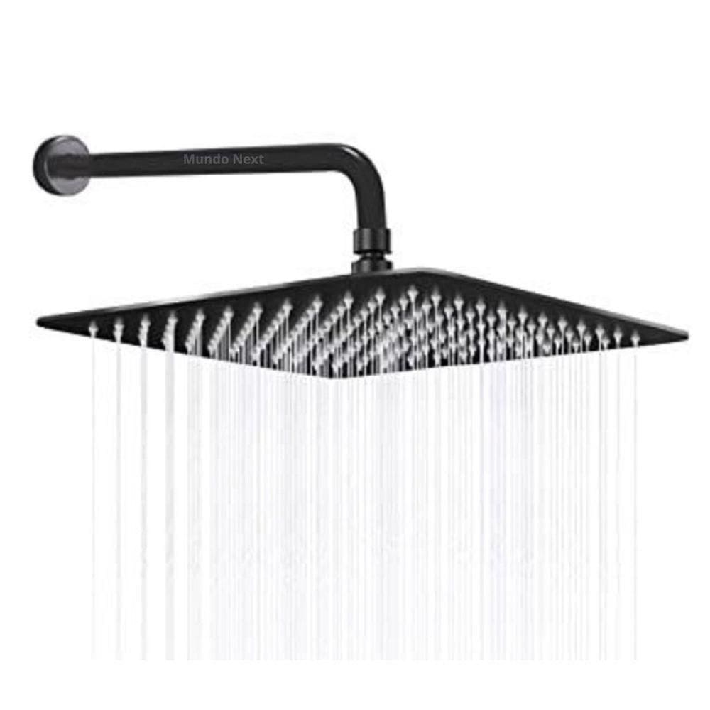 Chuveiro Ducha Quadrado Inox Area Externa Piscina Banheiro Modelo Curvado Preto