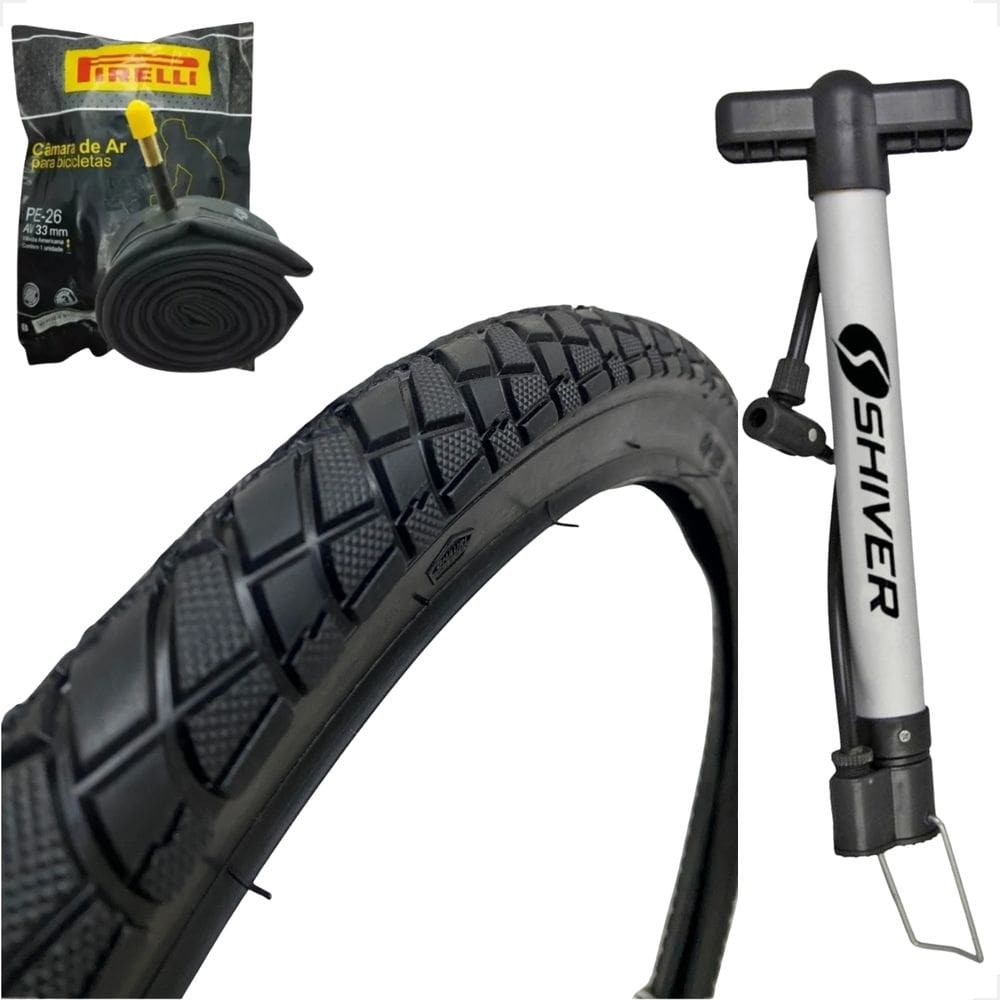 Pneu Bicicleta Shiver tipo praieiro Aro 26 X 2.125 Caloi Monark tropical + Camara pirelli + Bomba
