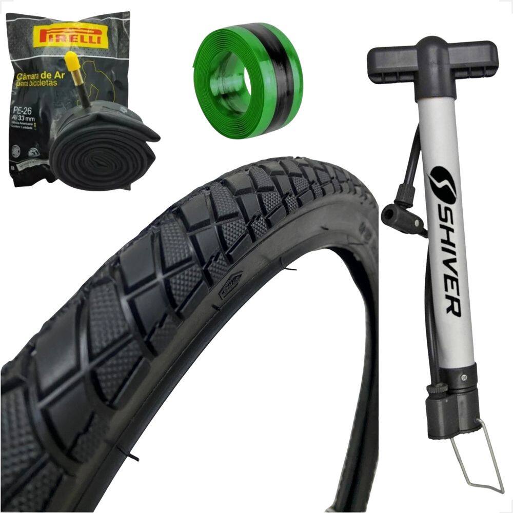 Pneu Bike Bicicleta Shiver Praieiro Beach Aro 26 x 2.125 camara pirelli bomba fita antifuro