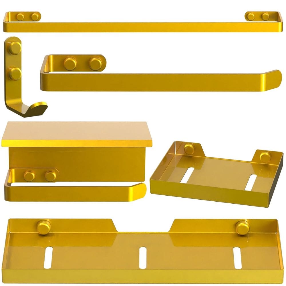 Kit Acessórios Para Banheiro 6 Peças Dourado FS MAX